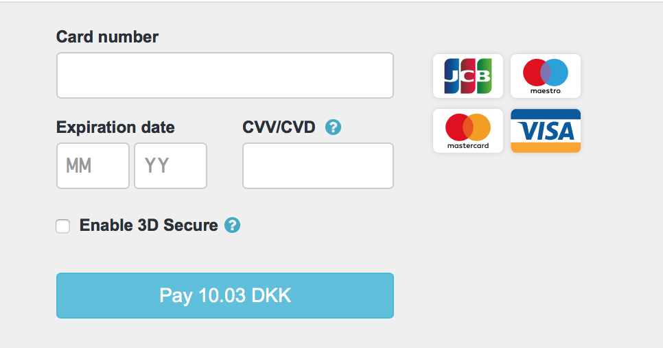 Quickpay Payment Window 3-D Secure field
