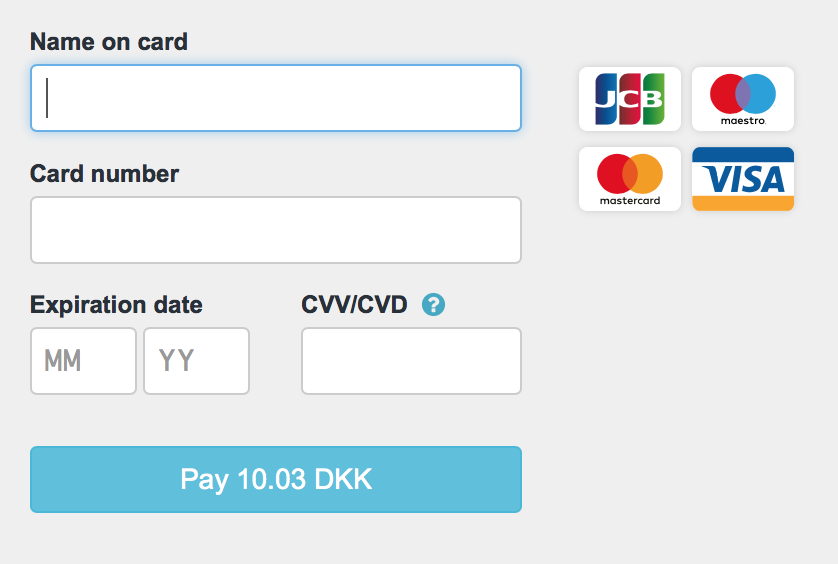 Quickpay Payment Window cardholder name