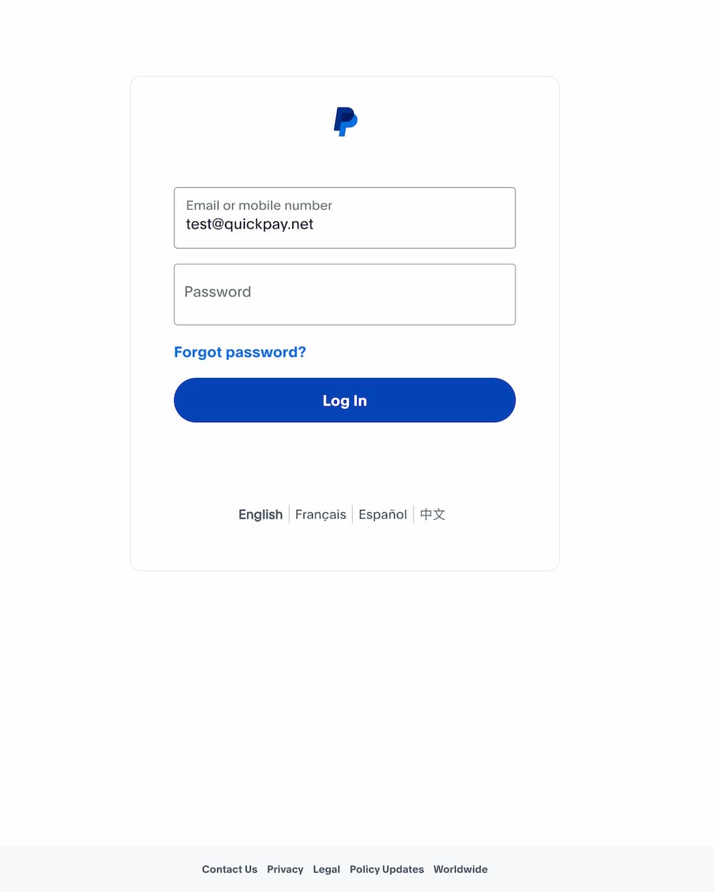 quickpay payment methods paypal