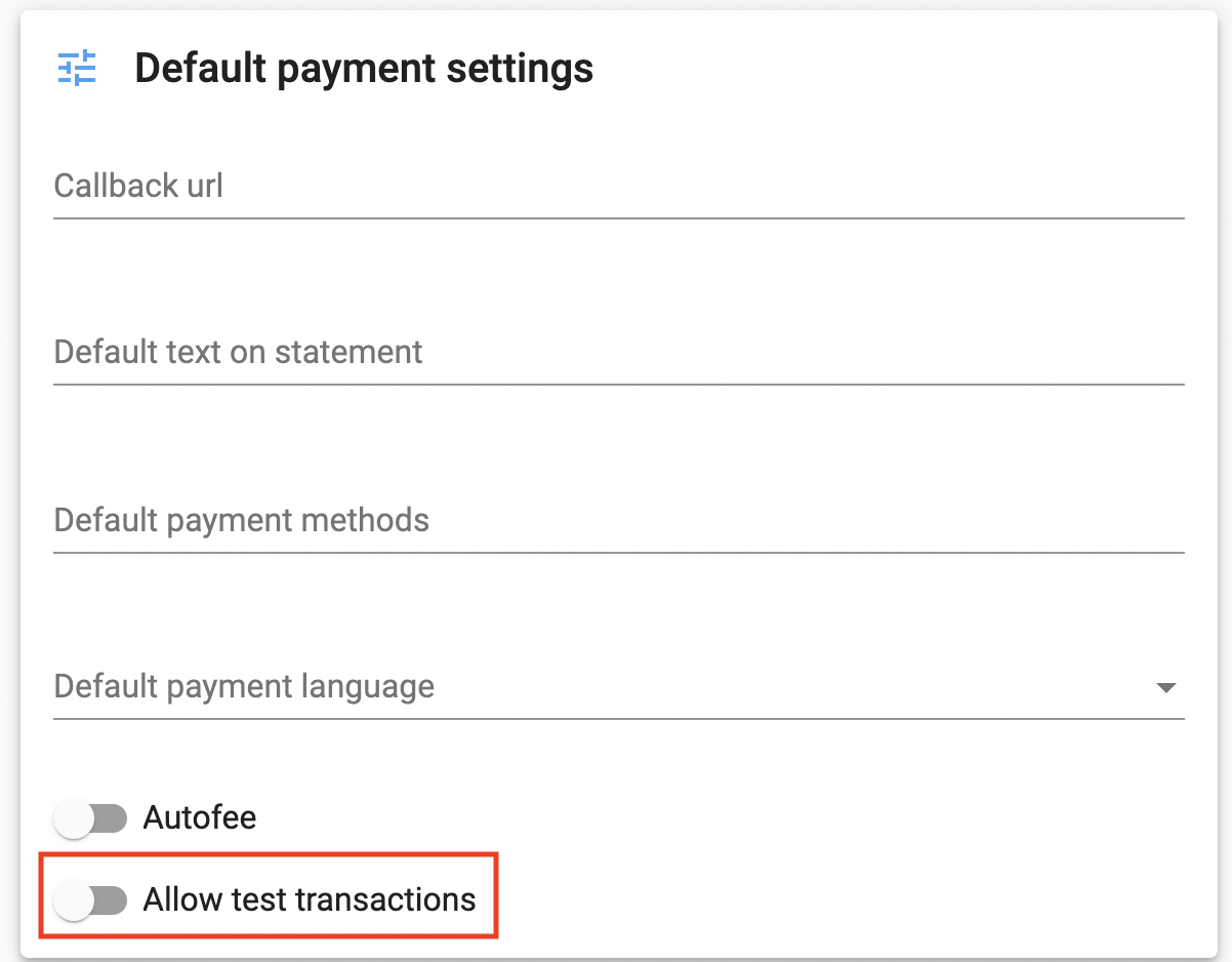 allow test transactions